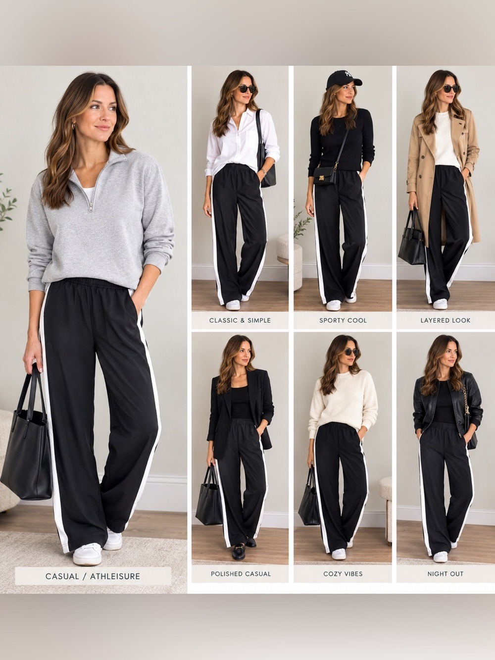 Old Navy Black Track Pants with White Side Stripes